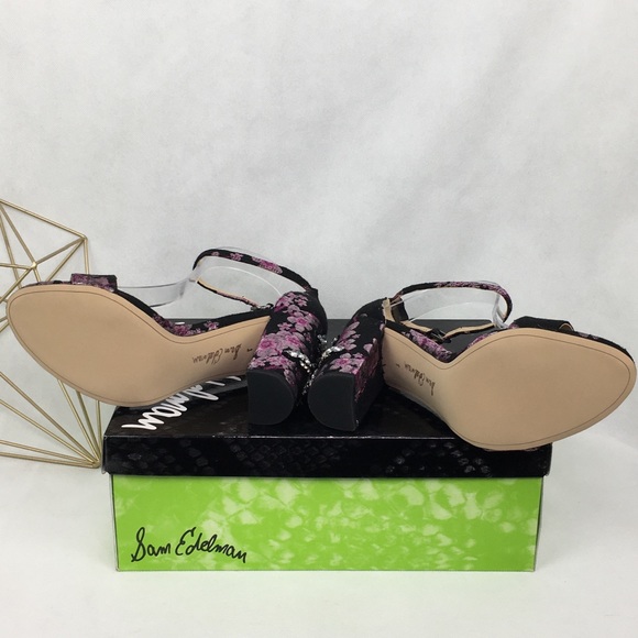 Sam Edelman Sakura Brocade Crystal Dragonfly & Bee Heel Ankle Strap Shoes - Picture 8 of 10